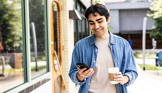 person using mobile banking app
